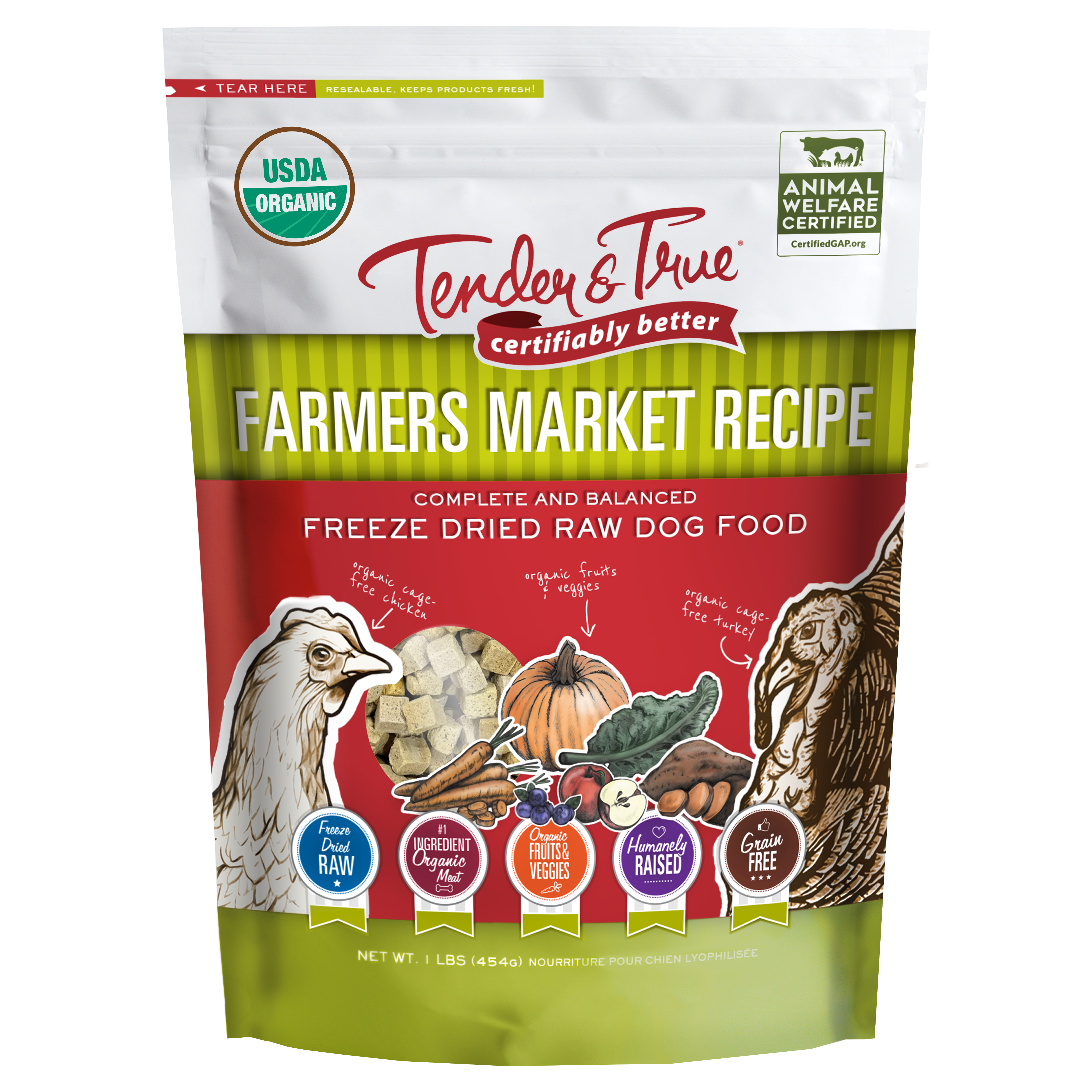 Tender True Farmers Market Recipe Freeze Dried Raw Dog Food 16 oz