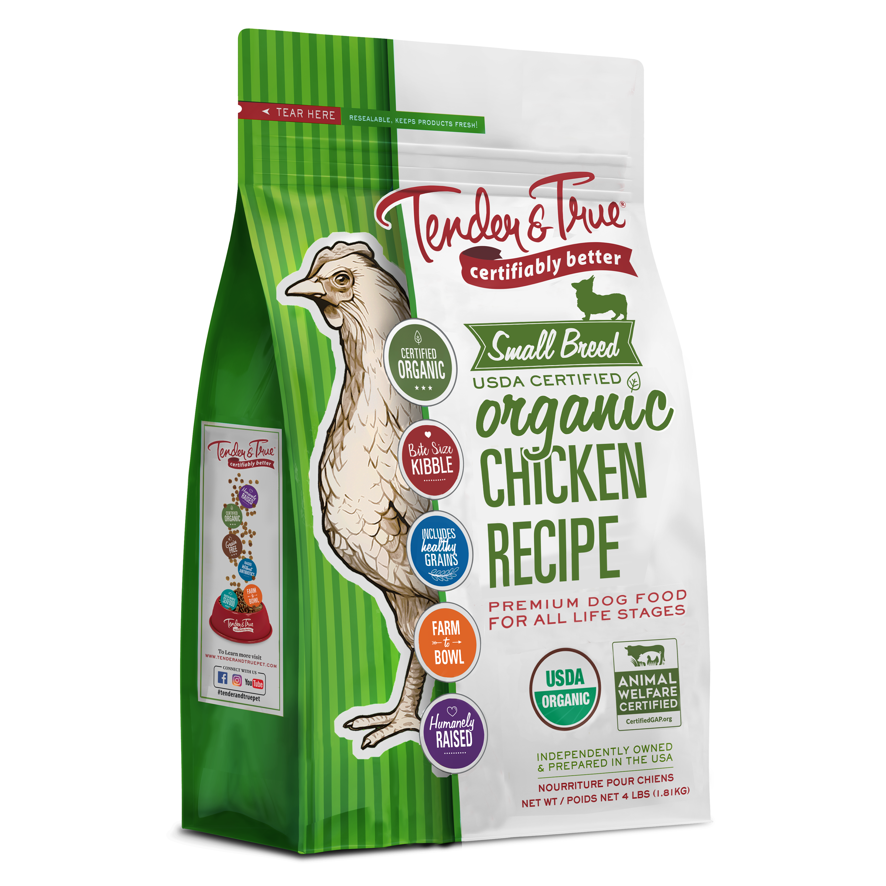 Small Breed Organic Chicken Recipe Premium Dog Food – Tender & True Pet