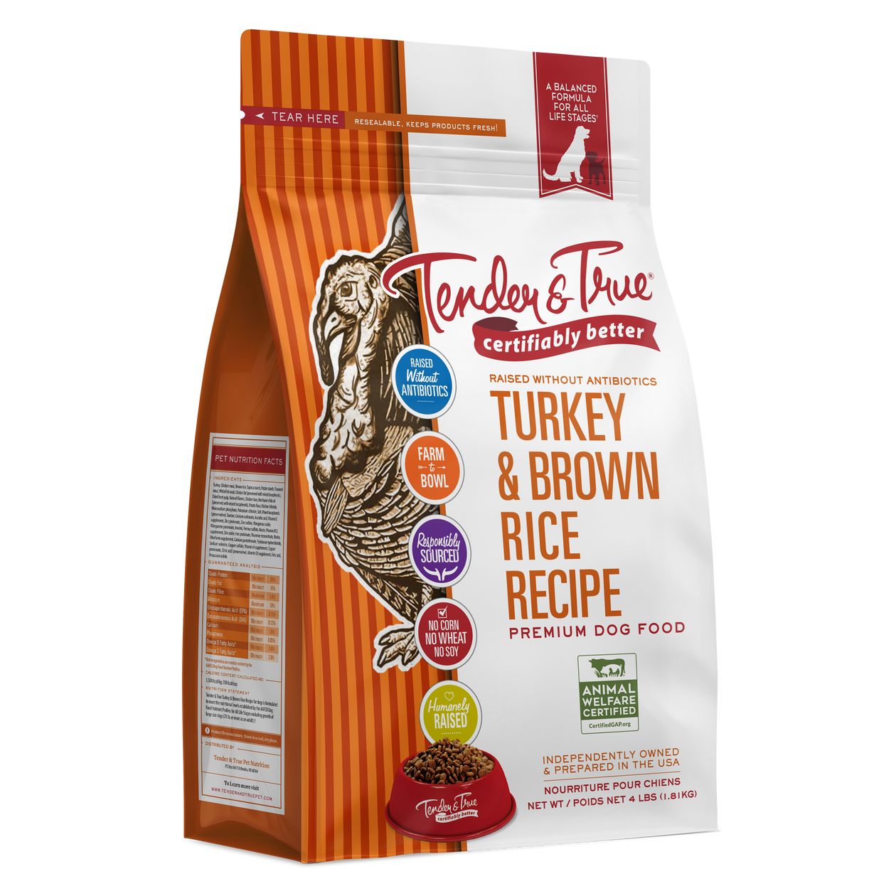 Turkey Brown Rice Recipe Dry Dog Food Tender True Pet